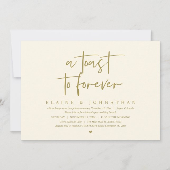 A Toast To Forever, Wedding Elopement Brunch Party Invitation (Front)