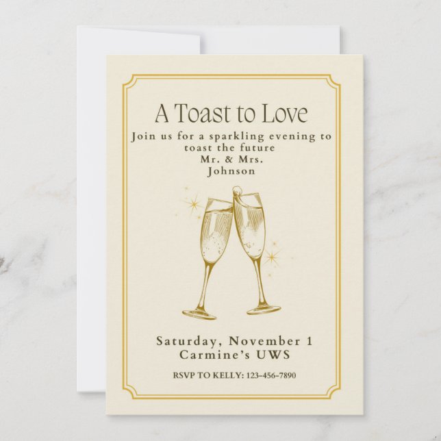A Toast to Love Engagement Party Invitation (Front)