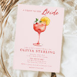 A Toast To The Bride Pink and Red Bridal Shower Postcard<br><div class="desc">Toast to the bride-to-be with cocktail-themed bridal shower invitations. Customise the invitation with your details to make it your own!</div>
