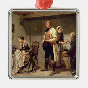 A toast to the engaged couple metal ornament