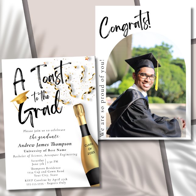 A Toast to the Grad Graduation Party Announcement (Creator Uploaded)