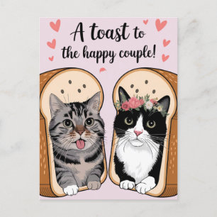 A Toast To The Happy Couple Funny Cat Wedding Postcard