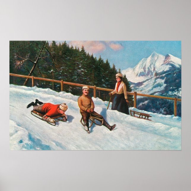 A Toboggan Sledding Scene Poster (Front)