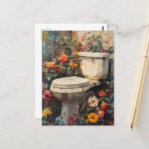 A Toilet Reclaimed by Nature Postcard