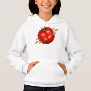 A tomato planet with pizzas surrounding him