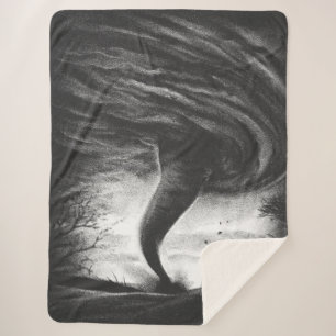 a tornado on a road in realistic styl sherpa blanket
