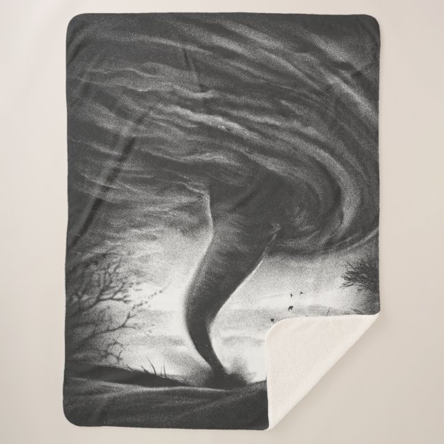 a tornado on a road in realistic styl sherpa blanket (Front)
