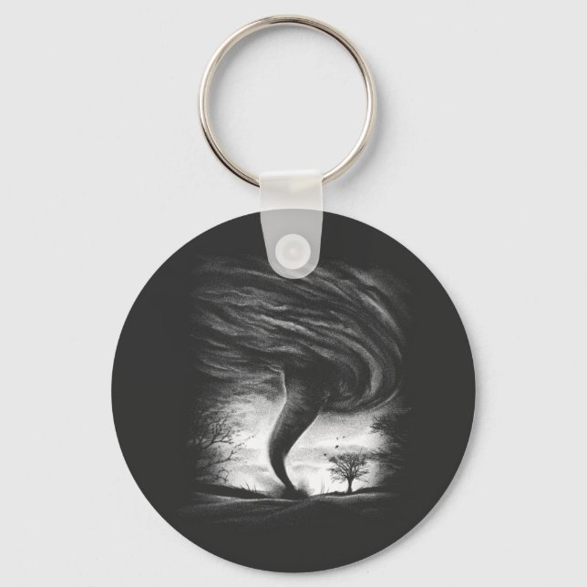 a tornado on a road in realistic style key ring (Front)