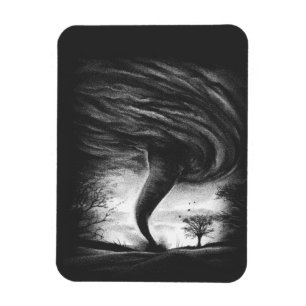 a tornado on a road in realistic style magnet