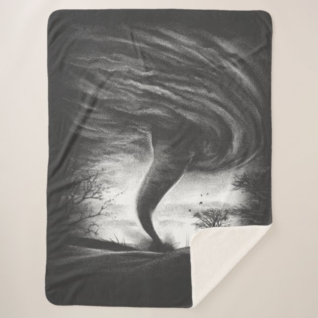 a tornado on a road in realistic style sherpa blanket (Front)