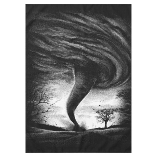 a tornado on a street in a realistic style tablecloth (Front)