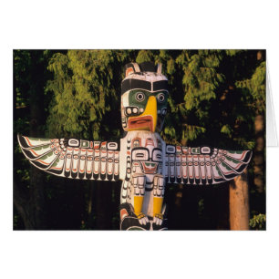 A totem pole In Vancouver, Canada.