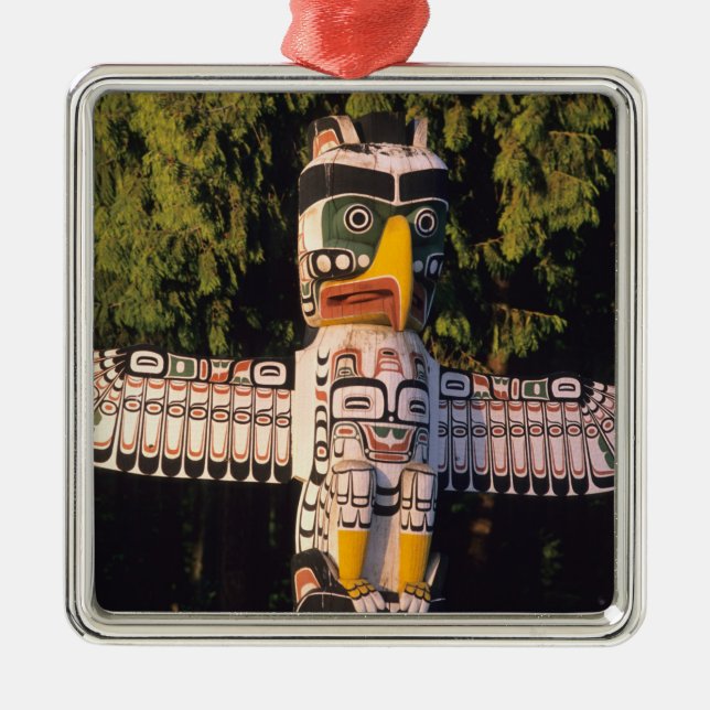 A totem pole In Vancouver, Canada. Metal Ornament (Front)