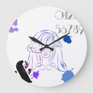 A Touch of Colour Watercolor Splatters Large Clock