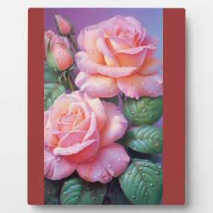  A Touch of Elegance: Pink Rose Tabletop Plaque wi