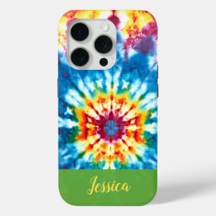  A TOUCH OF EMERALD COLOR MODERN TIE-DYE  iPhone 15 PRO CASE