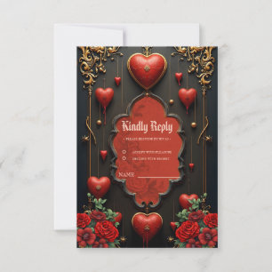 A touch of gothic, hearts and eternal connection. RSVP card
