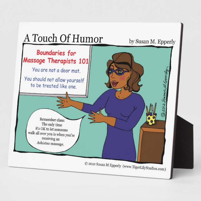 "A Touch of Humour" Massage Boundaries Comic Plaque (Side)