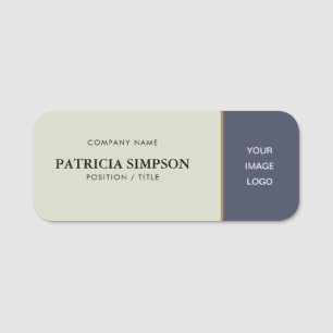 A Touch Of Modern Elegance: Beige Ecru, Delft Blue Name Tag