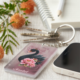 A touch of rose and swan's glow key ring