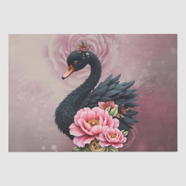 A touch of rose and swan's glow.  tissue paper (Front)