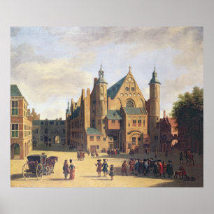 A Town Square in Haarlem Poster