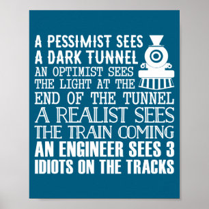 A Train Engineer And 3 Idiots Funny Joke Poster