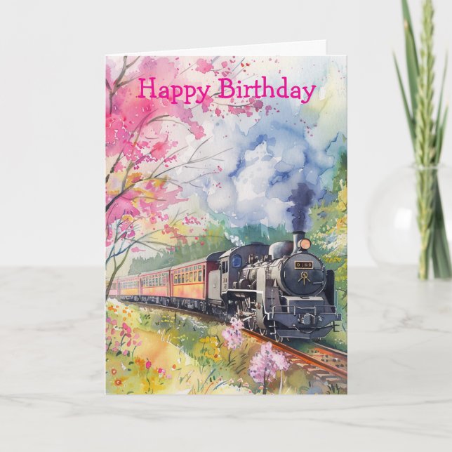 A Train in Springtime Card (Front)