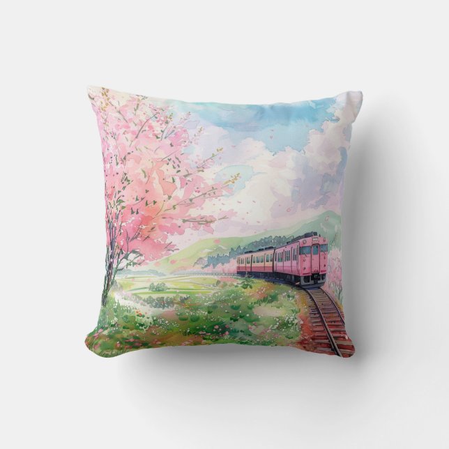 A Train in Springtime Cushion (Front)
