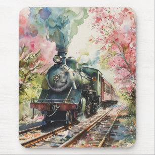 A Train in Springtime Mouse Pad