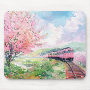 A Train in Springtime Mouse Pad