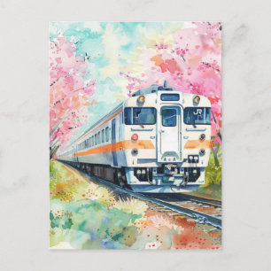 A Train in Springtime Postcard