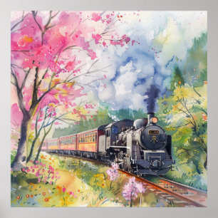 A Train in Springtime Poster