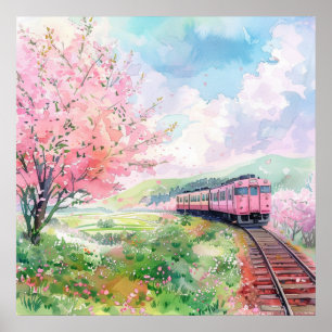 A Train in Springtime Poster