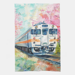 A Train in Springtime Tea Towel