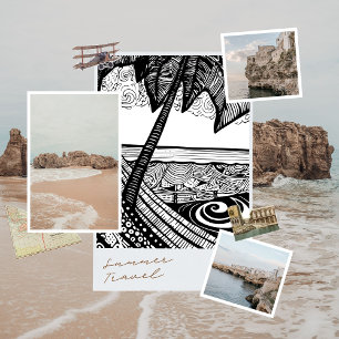 a tranquil beach hammock ink print