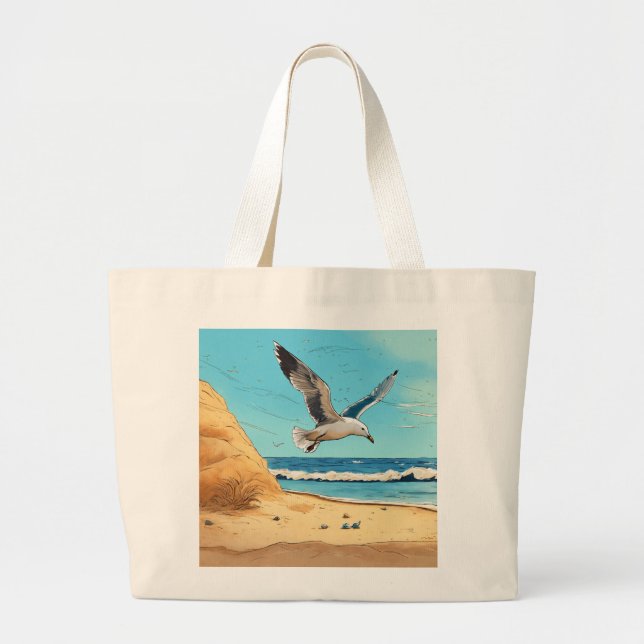 A Tranquil Ocean Escape Large Tote Bag (Front)