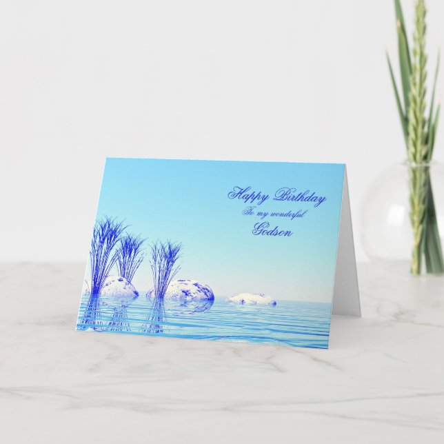 A tranquil scene birthday card for Godson (Front)