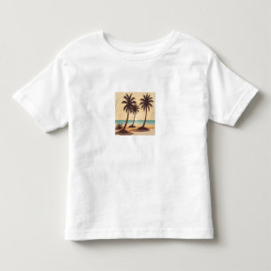 a tranquil scene of a beach at sunset with palm toddler T-Shirt