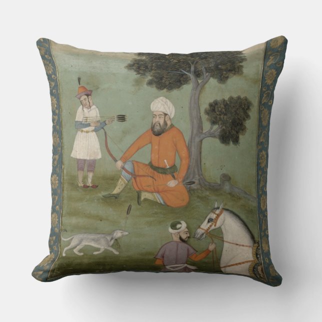 A Trans-Oxonian nobleman seated beneath a tree, fr Cushion (Front)