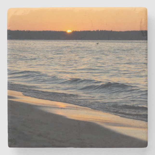 A Traverse Sunset Stone Coaster (Front)