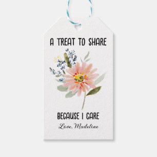 A Treat to Share Personalised Watercolor Flower  Gift Tags