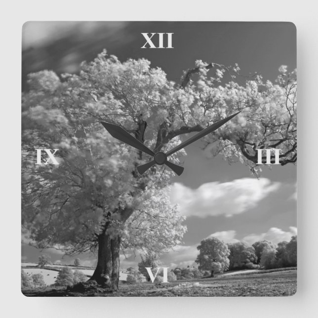 A Tree Blows in the Wind Square Wall Clock (Front)