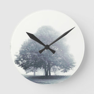 A Tree in Fog Round Clock