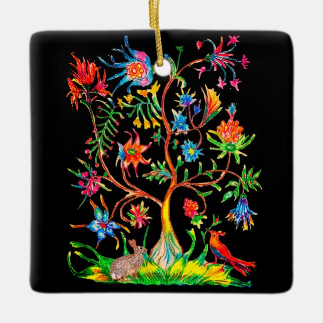 A tree life and fauna ceramic ornament (Front)