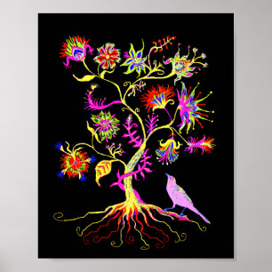 A tree of life and a bird poster
