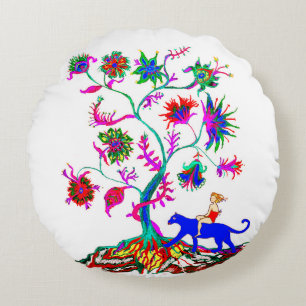 A tree of life and a girl round cushion