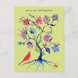 A tree of life holiday postcard