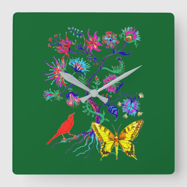 A tree of life square wall clock (Front)