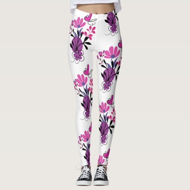 A Trendy Colourful Flower Design Leggings (Front)
